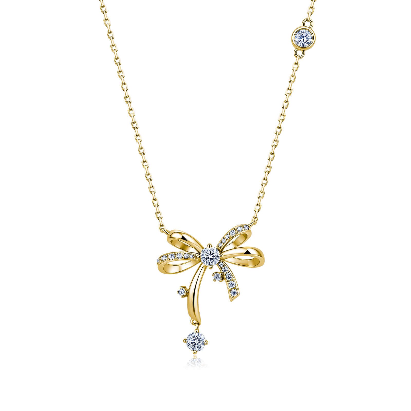 Collana con pendente a fiocco scintillante in moissanite Collana con pendente a fiocco scintillante in moissanite