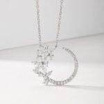 Starry night and floral Moissanite pendant necklace 2 Collier pendentif en moissanite « Nuit étoilée et fleurs »