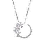 Starry night and floral Moissanite pendant necklace 1 Collier pendentif en moissanite « Nuit étoilée et fleurs »