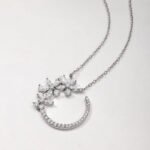 Starry night and floral Moissanite pendant necklace 3 Collier pendentif en moissanite « Nuit étoilée et fleurs »