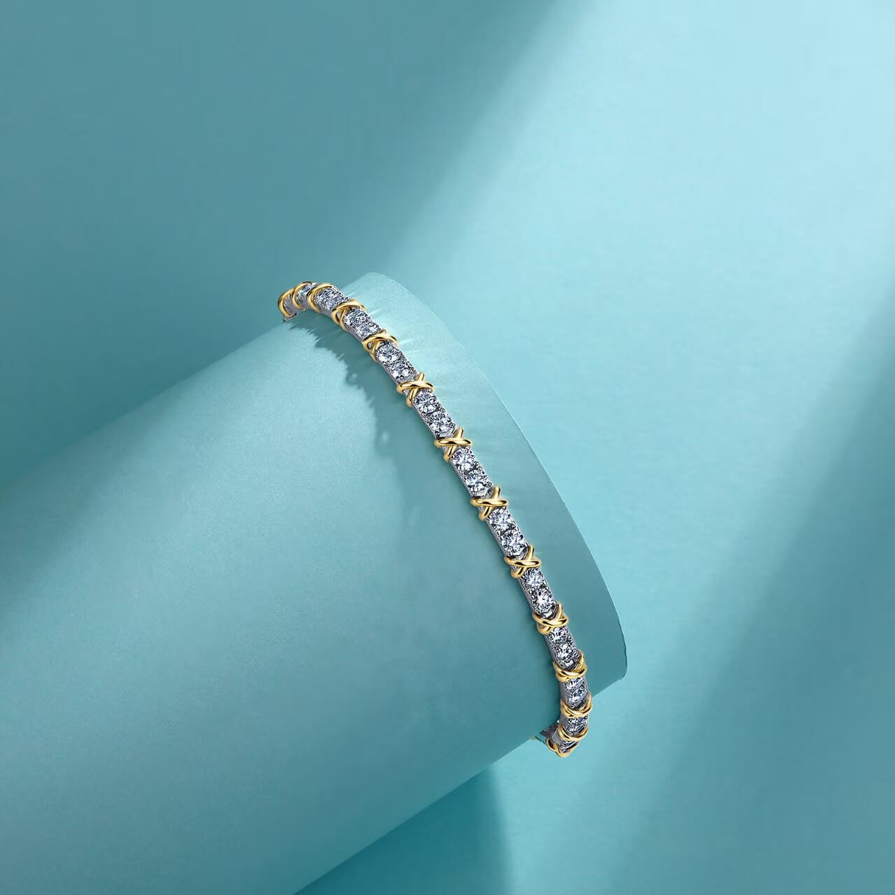 X design round cut Moissanite bracelet