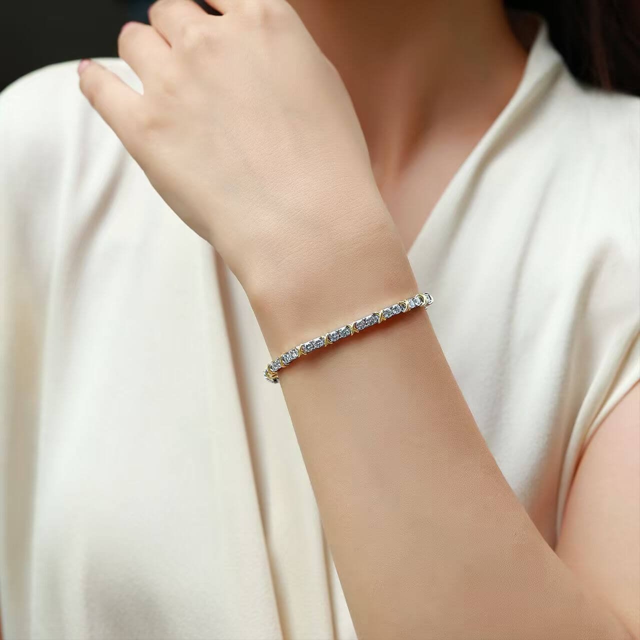 X design round cut Moissanite bracelet