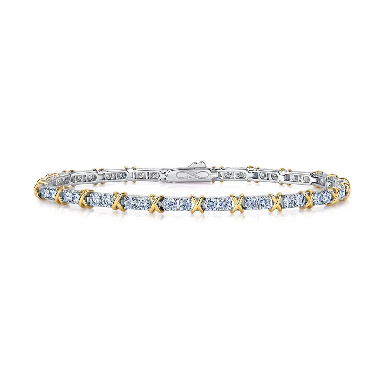 X design round cut Moissanite bracelet