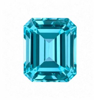 emerald cut lab grown Paraiba YAG