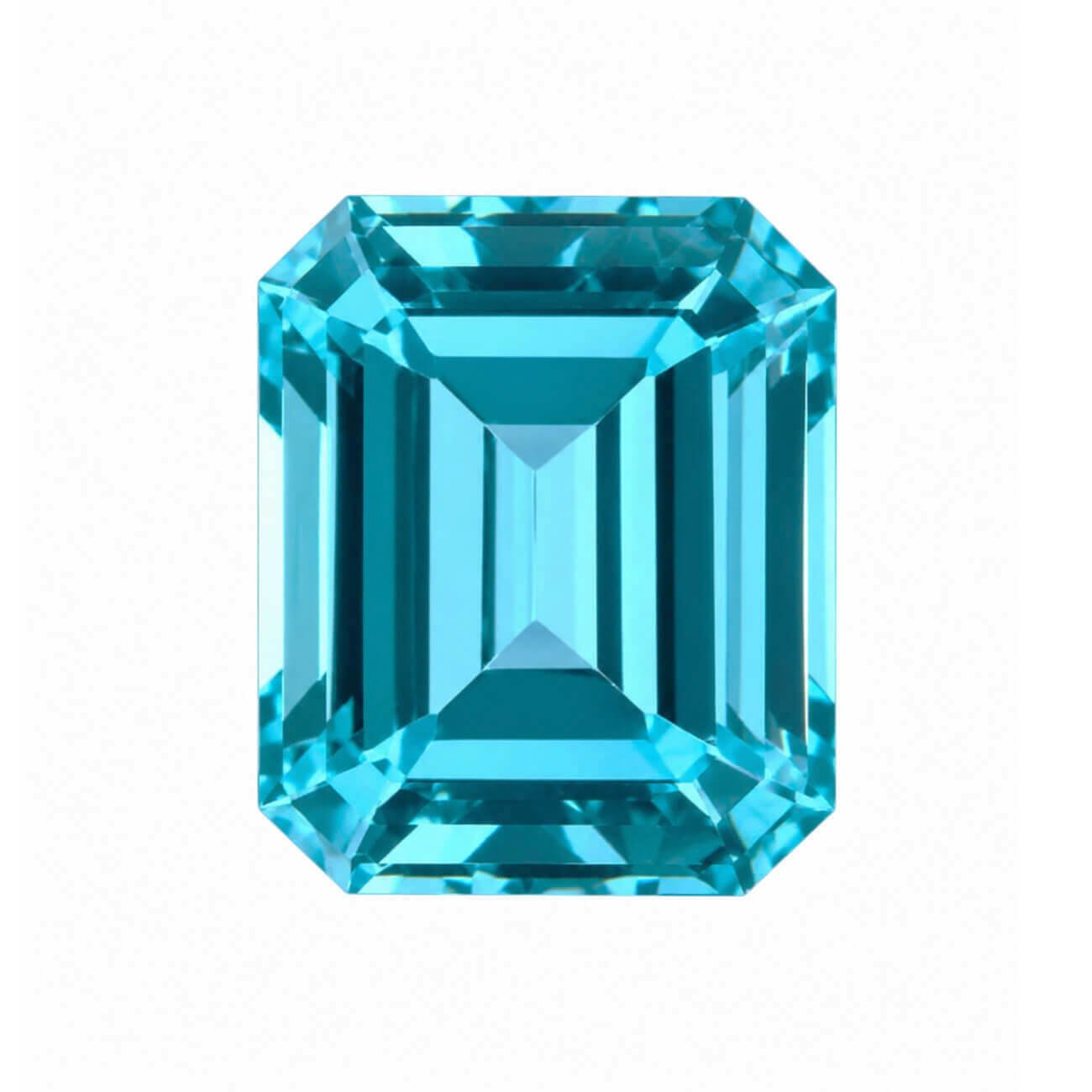 emerald cut lab grown Paraiba YAG