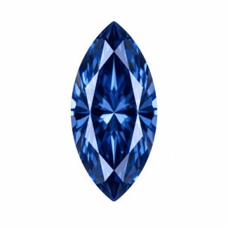 blauer Moissanit im Marquise-Schliff