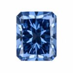 strahlend geschliffener blauer Moissanit