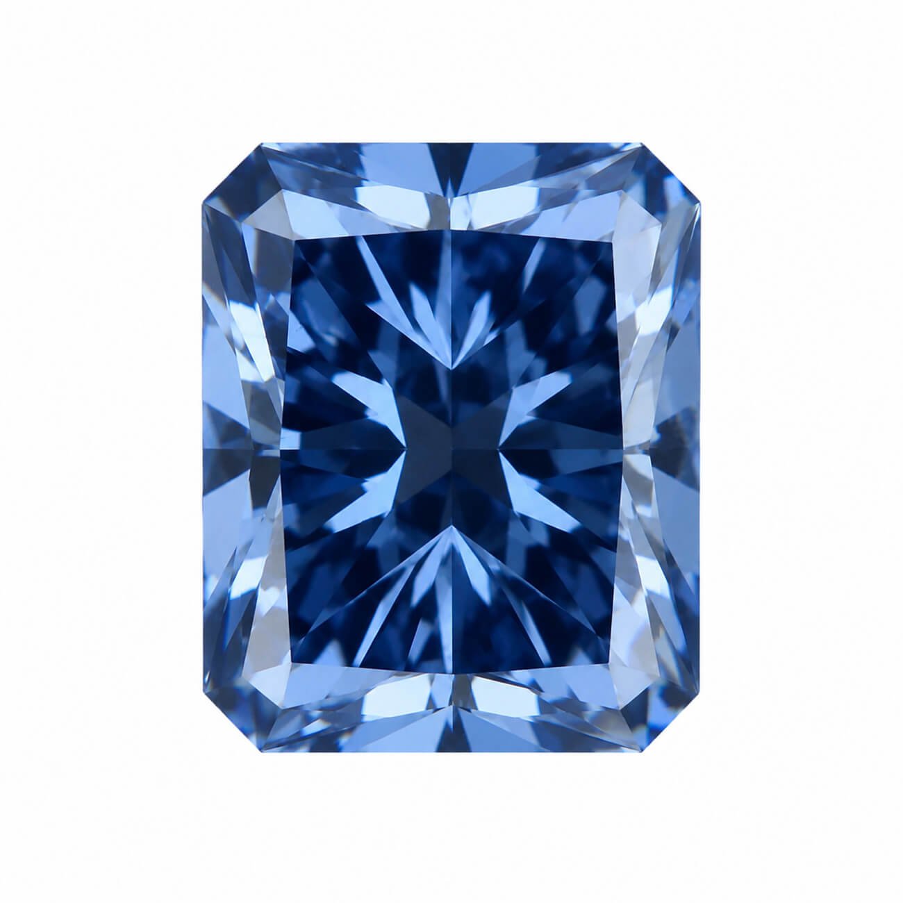 strahlend geschliffener blauer Moissanit
