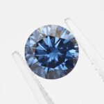 Moissanite azul lapidação brilhante redonda 01