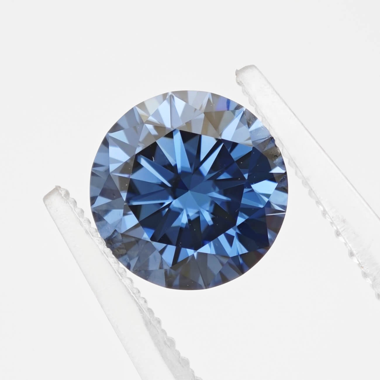 Moissanite azul lapidação brilhante redonda 01