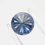 Moissanite azul lapidação brilhante redonda 02