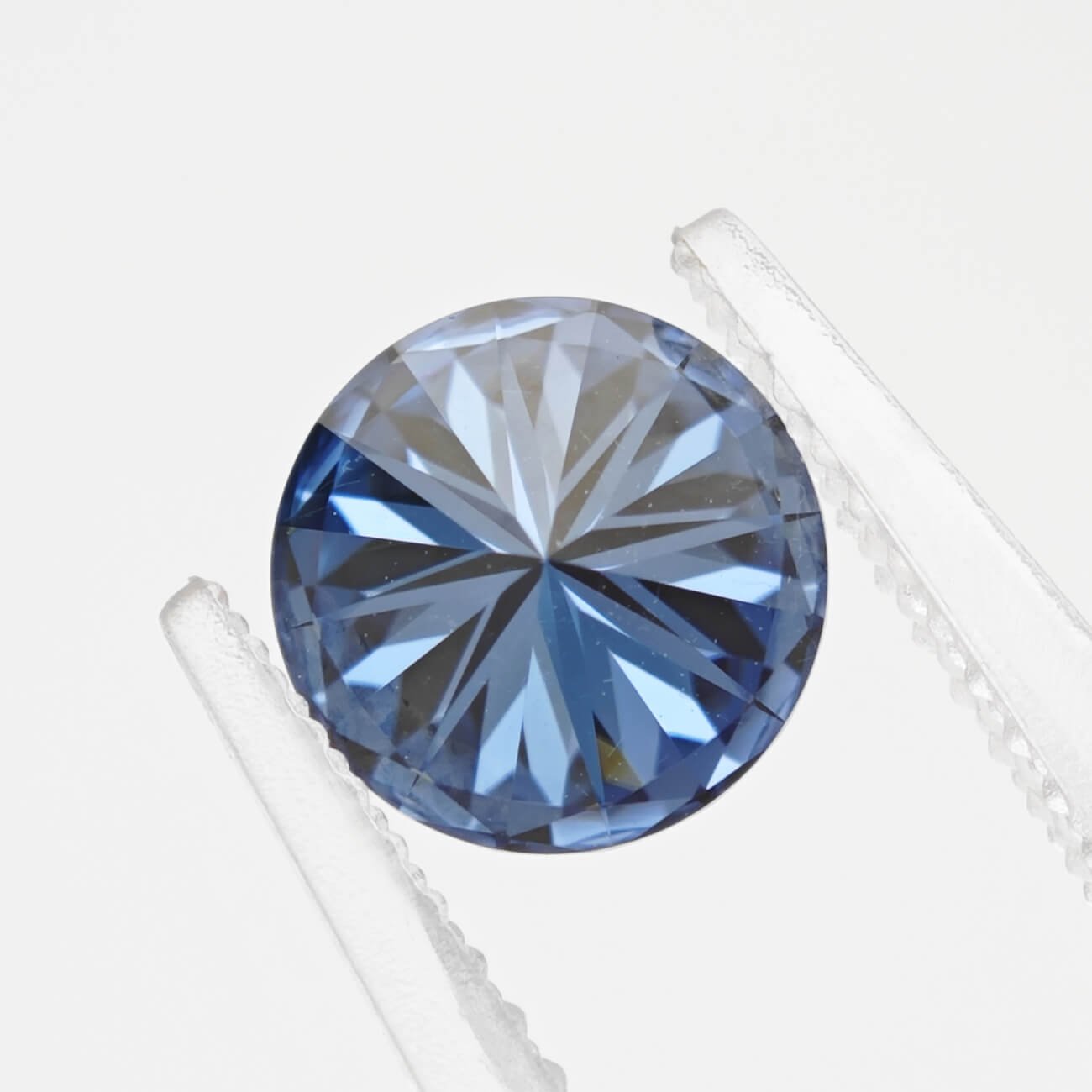 Moissanite azul lapidação brilhante redonda 02