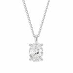 4 prongs oval cut lab grown diamond pendant necklace