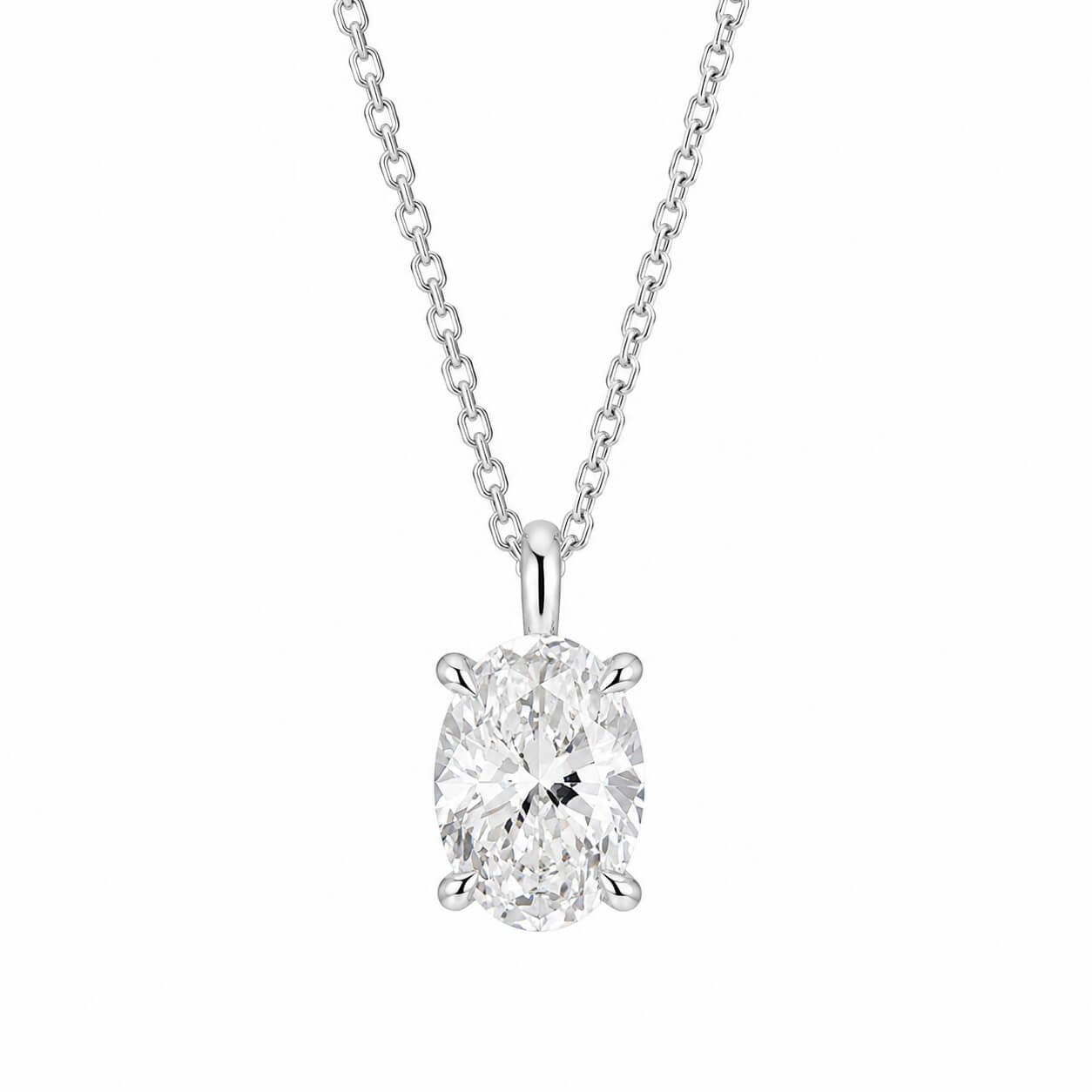 4 prongs oval cut lab grown diamond pendant necklace 4 prongs oval cut lab grown diamond pendant necklace