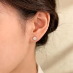 4 prongs round cut lab grown diamond earrings stud