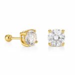 4 prongs round cut lab grown diamond earrings stud