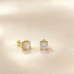 4 prongs round cut lab grown diamond earrings stud