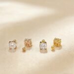 4 prongs round cut lab grown diamond earrings stud