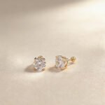 4 prongs round cut lab grown diamond earrings stud
