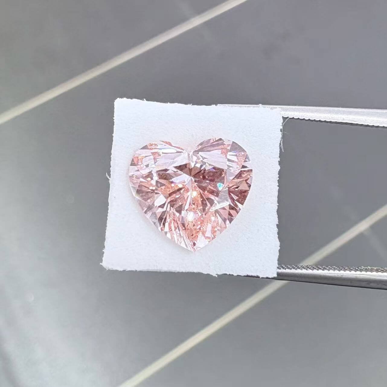 4.09ct heart cut fancy intense pink lab grown diamond
