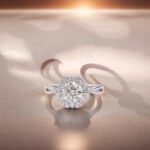 6 prongs halo setting round lab grown diamond engagement ring