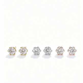 6 prongs round cut lab grown diamond earrings stud