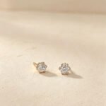6 prongs round cut lab grown diamond earrings stud