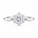 6 prongs round cut lab grown diamond engagement ring