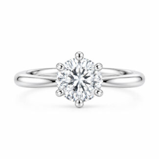 Verlobungsring mit rundem, im Labor gezüchtetem Diamanten in 6 Krappenfassungen