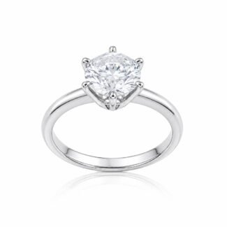 6 prongs round cut lab grown diamond engagement ring