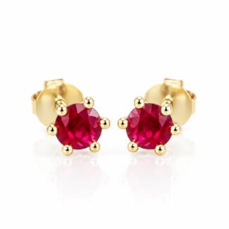 Home 25 6 prongs round cut lab grown ruby earrings stud