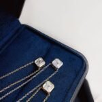 Bezel setting asscher cut lab grown diamond pendant necklace