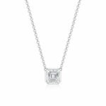Bezel setting asscher cut lab grown diamond pendant necklace
