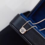 Bezel setting asscher cut lab grown diamond pendant necklace