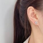 Bezel setting emerald cut lab grown diamond earrings stud
