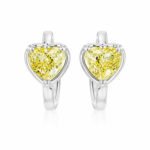 Bezel setting heart cut lab grown yellow diamond hoop earrings 1 Bezel setting heart cut lab grown yellow diamond hoop earrings