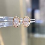 Bezel setting oval cut lab grown diamond bubble earrings stud