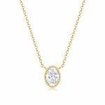 Bezel setting oval cut lab grown diamond necklace 1 Halskette mit oval geschliffenem, im Labor gezüchtetem Diamanten in Lünettenfassung