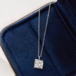 Bezel setting princess cut lab grown diamond pendant necklace 2 Bezel setting princess cut lab grown diamond pendant necklace