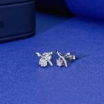 Bow shaped round cut lab grown diamond earrings stud 4 Bow shaped round cut lab grown diamond earrings stud