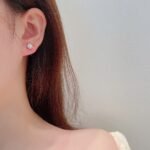 Eight-sided sunflower lab grown diamond earrings stud
