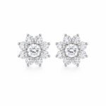 Eight-sided sunflower lab grown diamond earrings stud