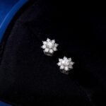 Eight-sided sunflower lab grown diamond earrings stud