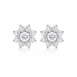 Eight-sided sunflower lab grown diamond earrings stud