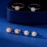 Eight-sided sunflower lab grown diamond earrings stud