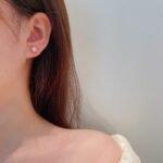 Eight-sided sunflower lab grown diamond earrings stud
