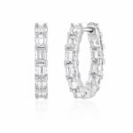 Emerald cut lab grown diamond hoop earrings