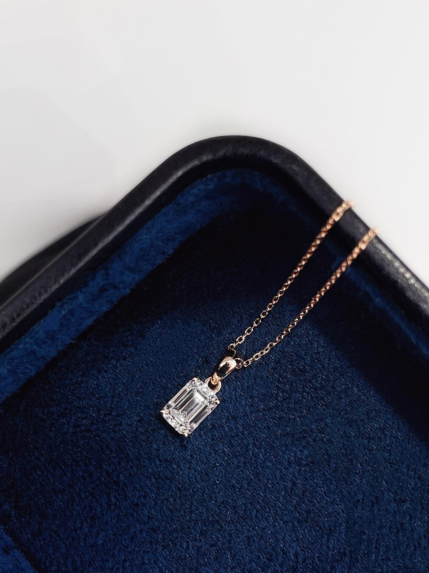 Emerald cut lab grown diamond pendant necklace