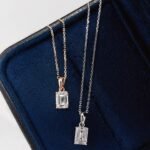 Emerald cut lab grown diamond pendant necklace