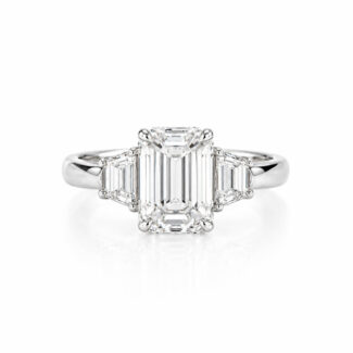 Home 16 Emerald cut lab grown diamond three stones engagement ring